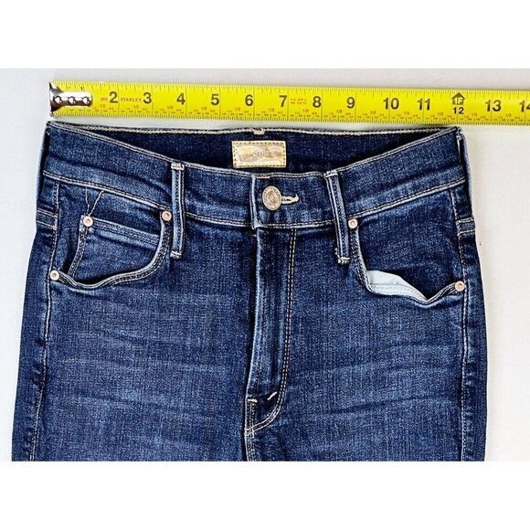 Mother Size 26X27 Women's The Cha Cha Fray Girl Crush Blue Denim Flare Jeans USA - Picture 3 of 14